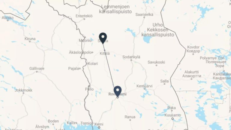 Map of Route to Finland