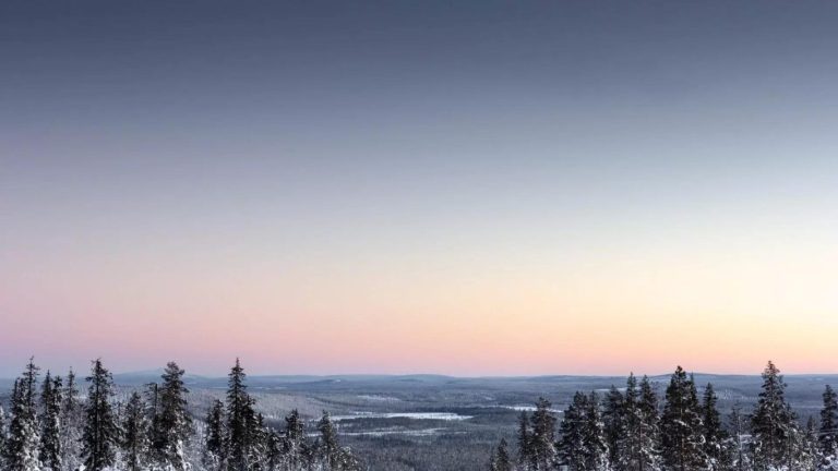Serene sunset over mountains